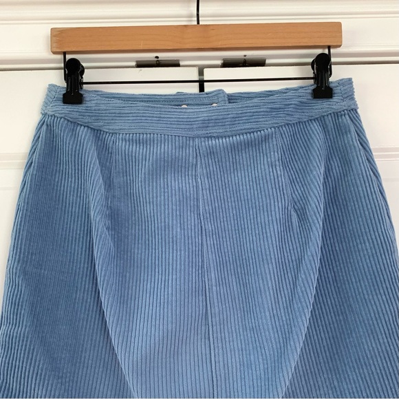 Rag & Bone Skirt Blue Corduroy Straight Cut Moto Biker Zip Front Mini Size 6 - Picture 4 of 7